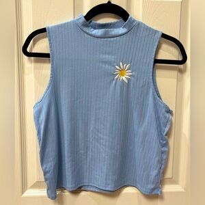 Vibe Sportswear Blue Mock Neck Crop Top Size: Medium